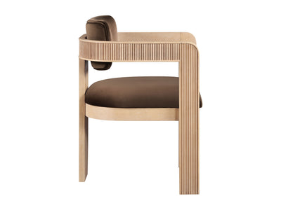 Sacha 22.5" Wide Natural Frame Velvet Dining Chair (Set of 2)