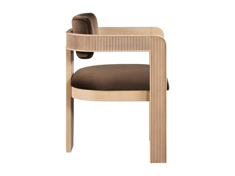 Sacha 22.5" Wide Natural Frame Velvet Dining Chair (Set of 2)