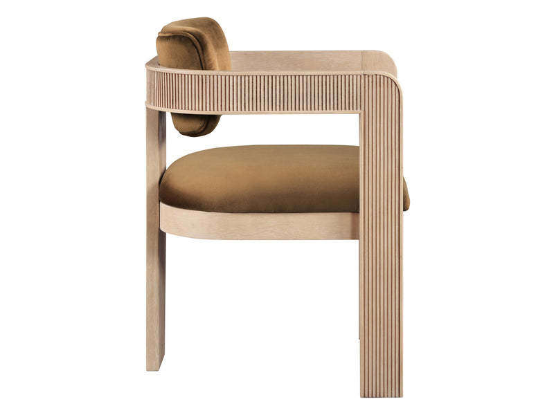 Sacha 22.5" Wide Natural Frame Velvet Dining Chair (Set of 2)