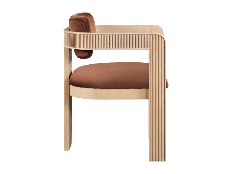 Sacha 22.5" Wide Natural Frame Velvet Dining Chair (Set of 2)