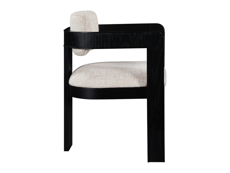 Sacha 22.5" Wide Black Frame Linen Dining Chair (Set of 2)