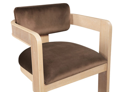 Sacha 22.5" Wide Natural Frame Velvet Dining Chair (Set of 2)