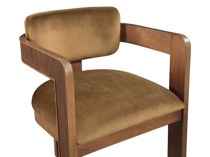 Sacha 22.5" Wide Walnut Frame Velvet Dining Chair (Set of 2)