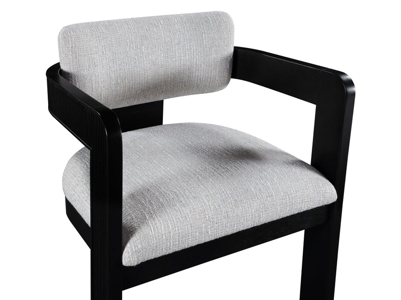 Sacha 22.5" Wide Black Frame Linen Dining Chair (Set of 2)