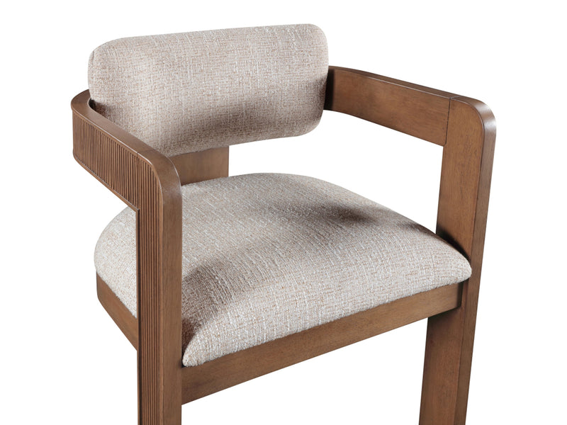 Sacha 22.5" Wide Walnut Frame Linen Dining Chair (Set of 2)