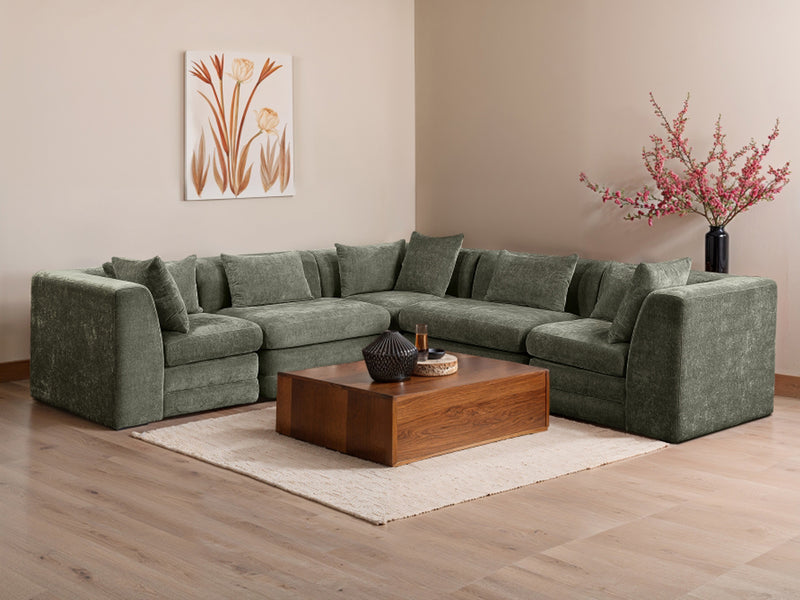 Stellar 114" / 114"  Wide Chenille Fabric Upholstered  Modular Sectional