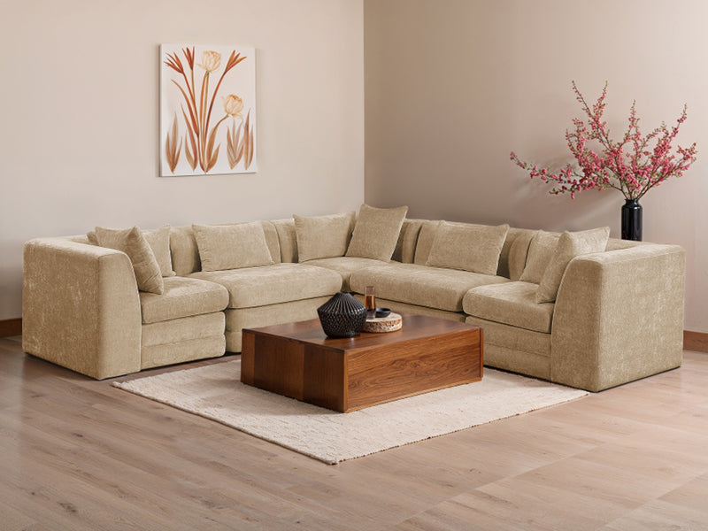 Stellar 114" / 114"  Wide Chenille Fabric Upholstered  Modular Sectional