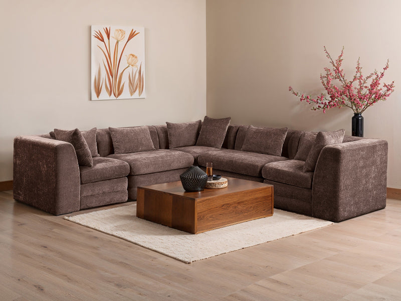 Stellar 114" / 114"  Wide Chenille Fabric Upholstered  Modular Sectional