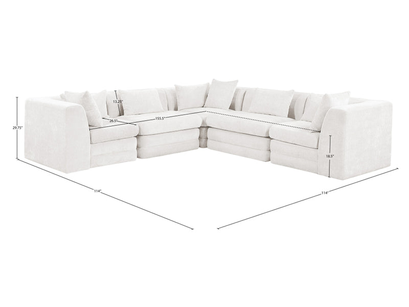 Stellar 114" / 114"  Wide Chenille Fabric Upholstered  Modular Sectional