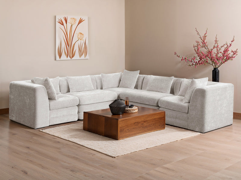 Stellar 114" / 114"  Wide Chenille Fabric Upholstered  Modular Sectional