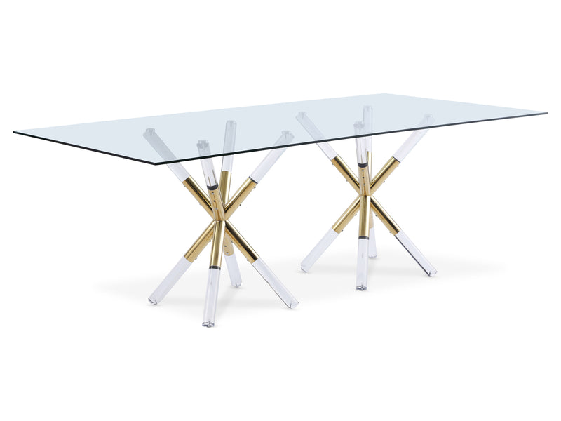 Mercury 84" Wide Glass Top Dining Table