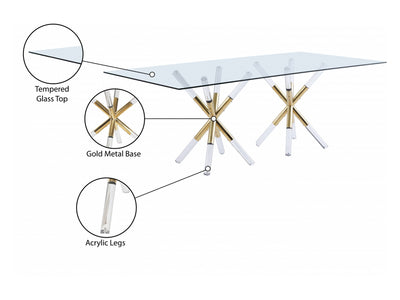 Mercury 84" Wide Glass Top Dining Table