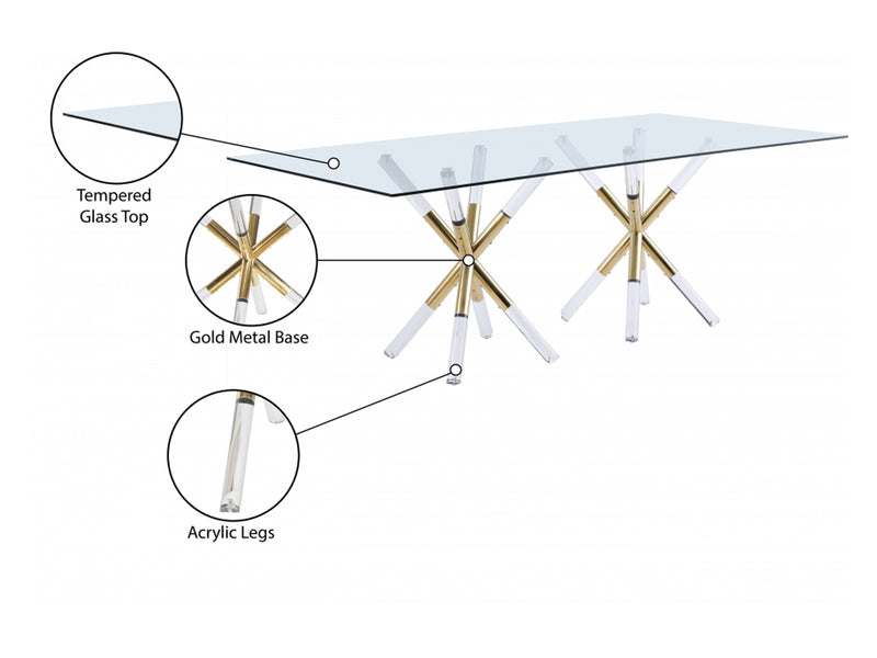Mercury 84" Wide Glass Top Dining Table