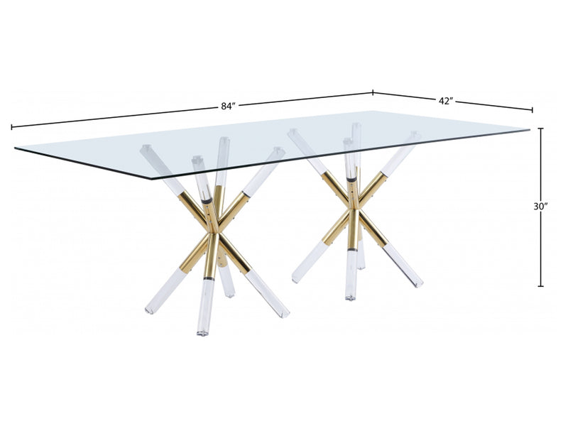 Mercury 84" Wide Glass Top Dining Table