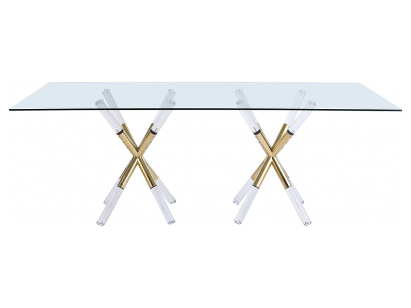 Mercury 84" Wide Glass Top Dining Table