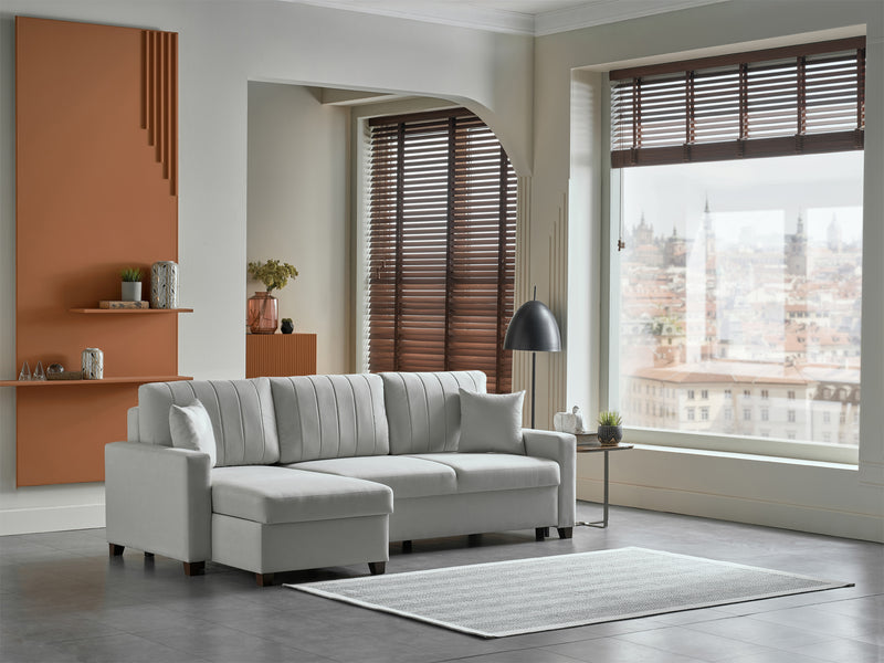 Bellona Istikbal Mocca S 101" Wide Convertible Sleeper Sectional