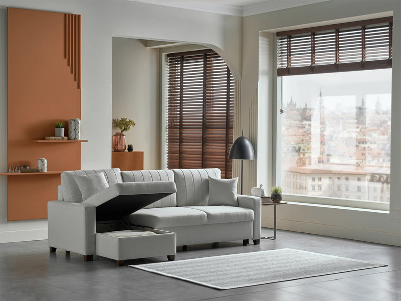 Bellona Istikbal Mocca S 101" Wide Convertible Sleeper Sectional