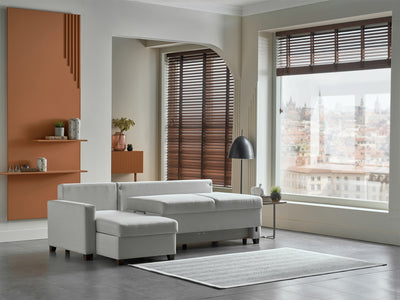 Bellona Istikbal Mocca S 101" Wide Convertible Sleeper Sectional