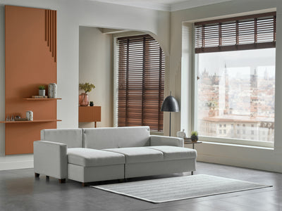 Bellona Istikbal Mocca S 101" Wide Convertible Sleeper Sectional