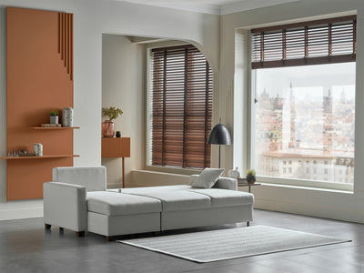 Bellona Istikbal Mocca S 101" Wide Convertible Sleeper Sectional