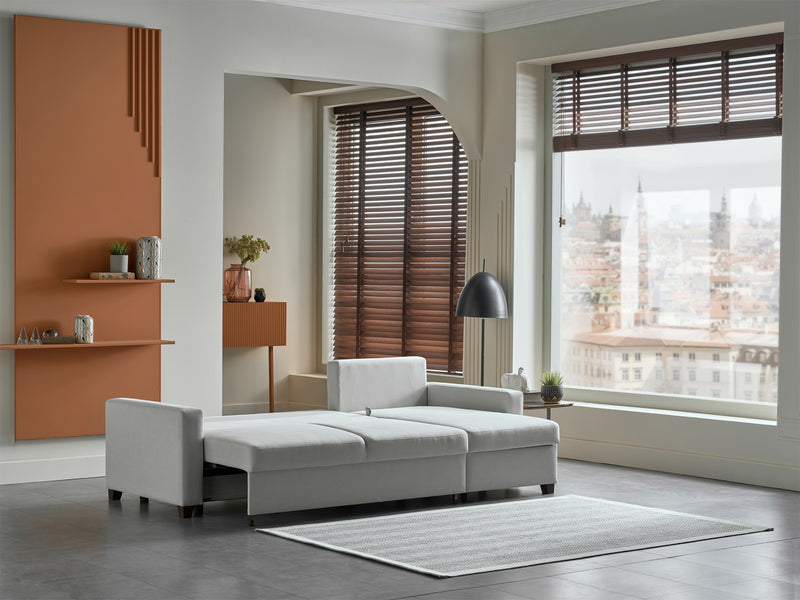 Bellona Istikbal Mocca S 101" Wide Convertible Sleeper Sectional