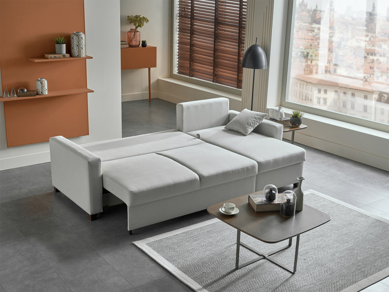 Bellona Istikbal Mocca S 101" Wide Convertible Sleeper Sectional