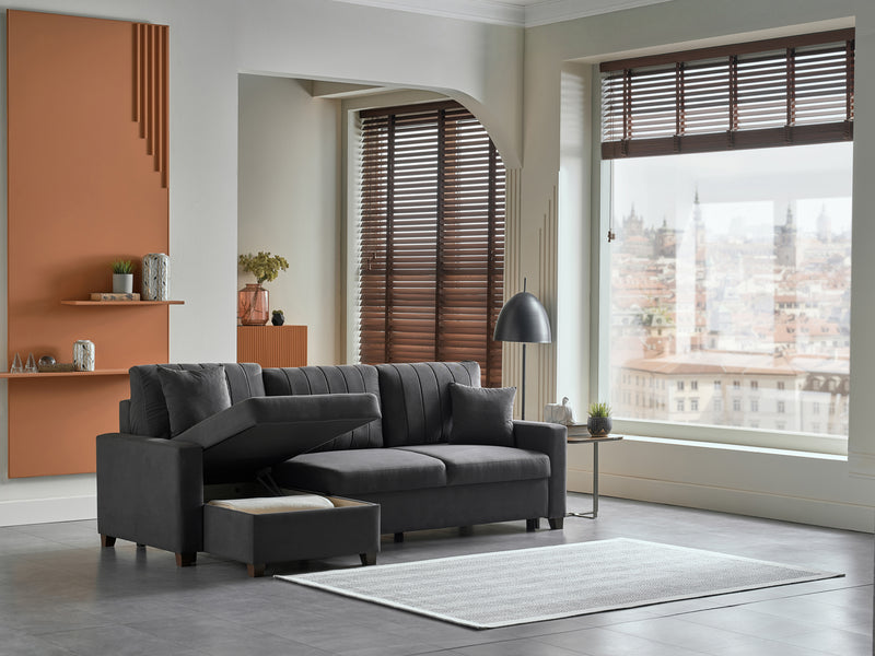 Bellona Istikbal Mocca S 101" Wide Convertible Sleeper Sectional