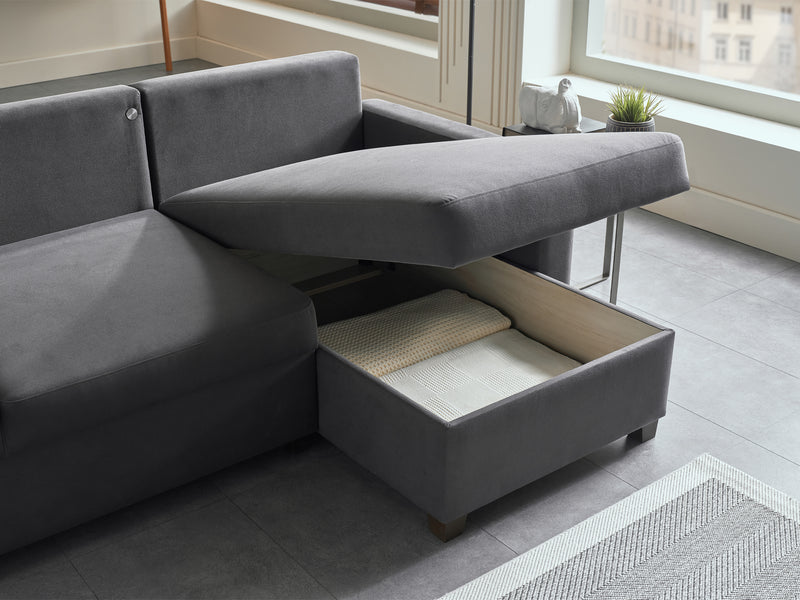 Bellona Istikbal Mocca S 101" Wide Convertible Sleeper Sectional