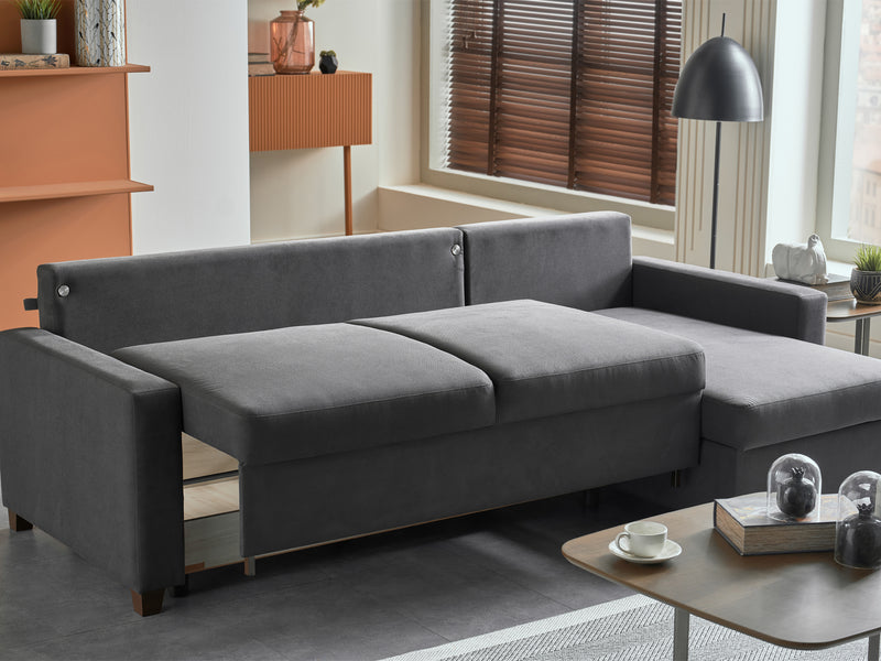 Bellona Istikbal Mocca S 101" Wide Convertible Sleeper Sectional