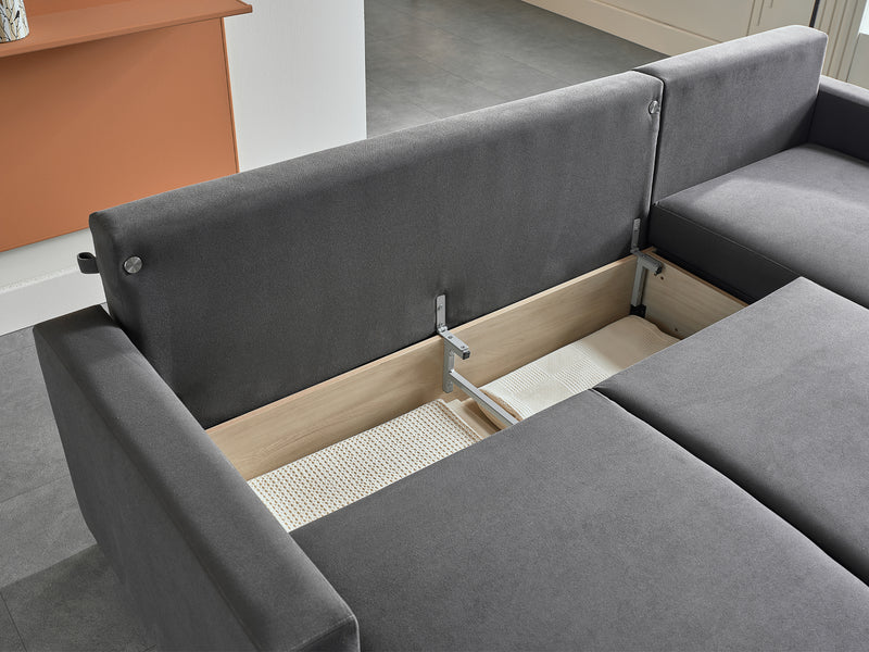 Bellona Istikbal Mocca S 101" Wide Convertible Sleeper Sectional