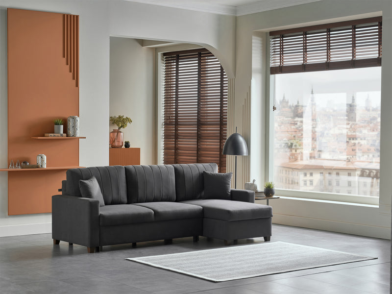 Bellona Istikbal Mocca S 101" Wide Convertible Sleeper Sectional