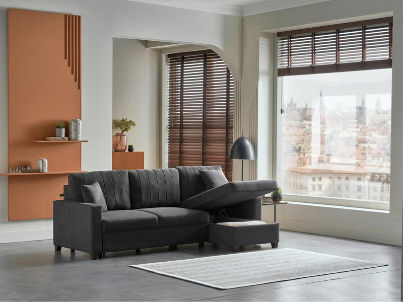 Bellona Istikbal Mocca S 101" Wide Convertible Sleeper Sectional