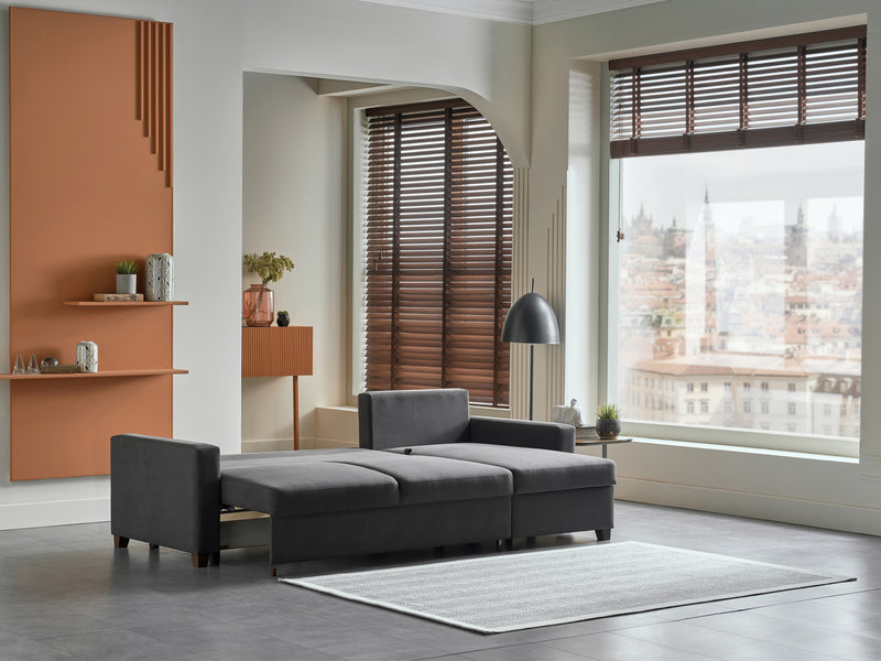 Bellona Istikbal Mocca S 101" Wide Convertible Sleeper Sectional