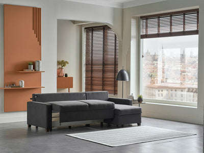 Bellona Istikbal Mocca S 101" Wide Convertible Sleeper Sectional