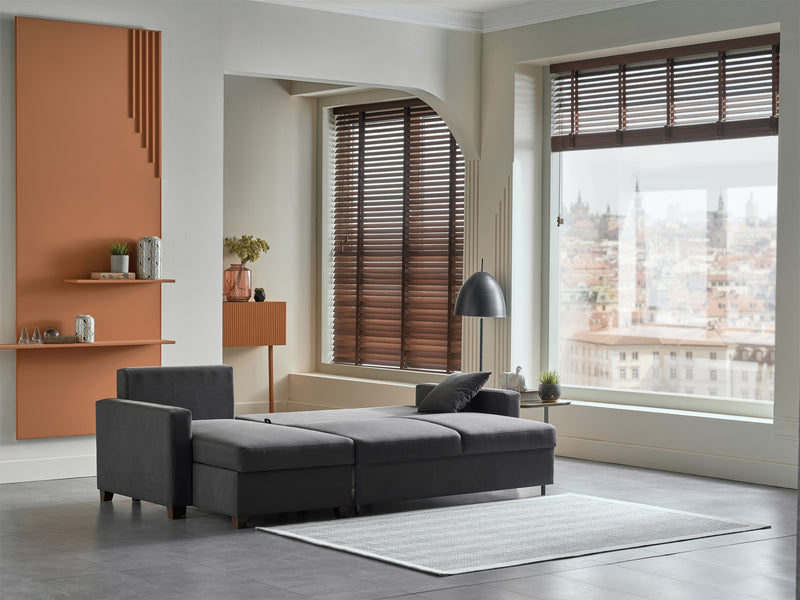 Bellona Istikbal Mocca S 101" Wide Convertible Sleeper Sectional