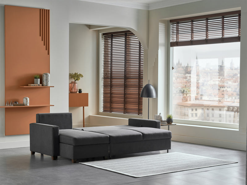 Bellona Istikbal Mocca S 101" Wide Convertible Sleeper Sectional