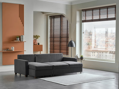 Bellona Istikbal Mocca S 101" Wide Convertible Sleeper Sectional