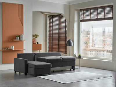 Bellona Istikbal Mocca S 101" Wide Convertible Sleeper Sectional