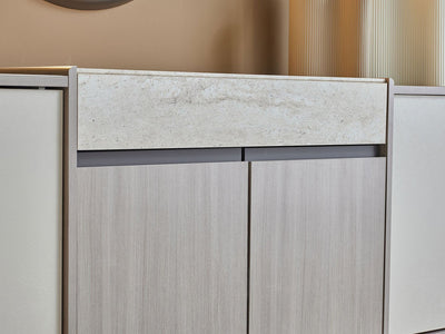 Mona 77.6" Wide 4 Door 1 Drawer Buffet With Mirror