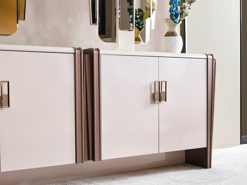 Nirvana Kanss 98" Wide 4 Door Buffet With Mirror