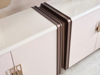 Nirvana Kanss 98" Wide 4 Door Buffet With Mirror