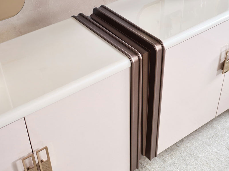 Nirvana Kanss 98" Wide 4 Door Buffet With Mirror