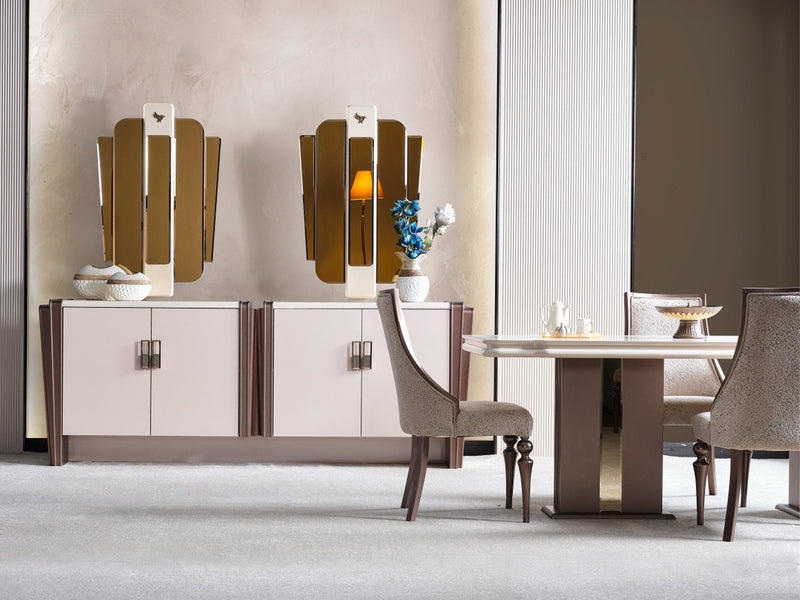 Nirvana Kanss 98" Wide 4 Door Buffet With Mirror