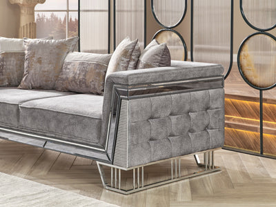 Munich Silver 89" Wide Sofa