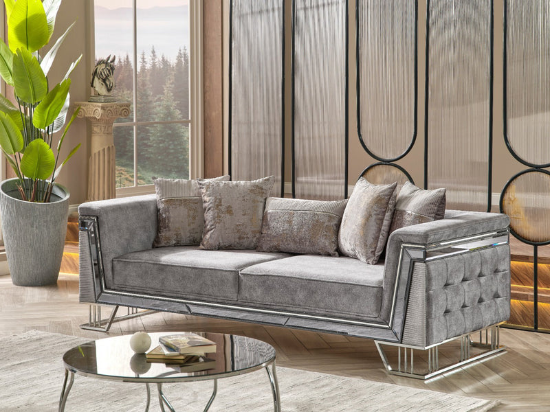 Munich Silver 89" Wide Sofa