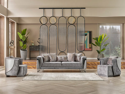 Munich Silver 89" Wide Sofa