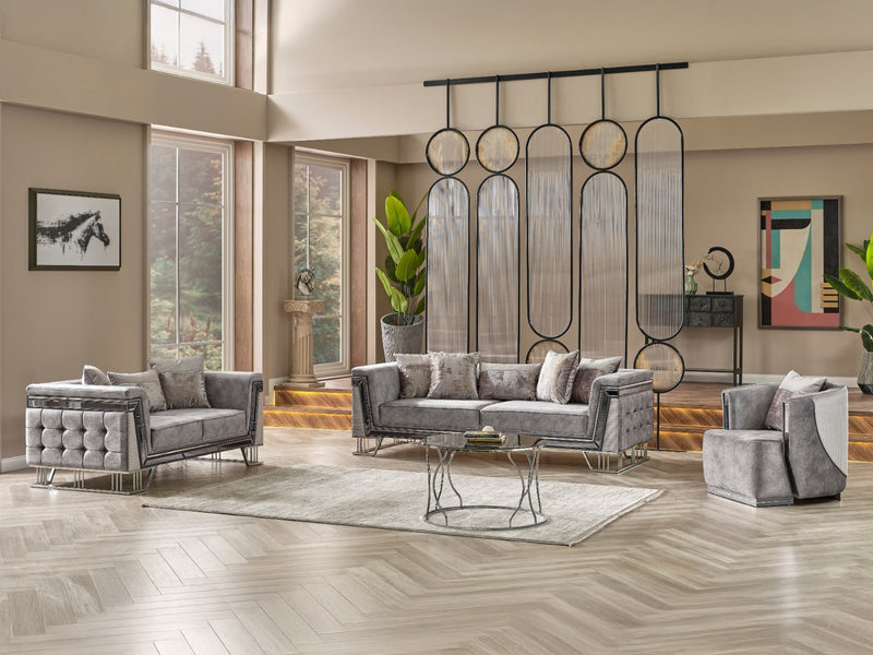 Munich Silver 67" Wide Loveseat