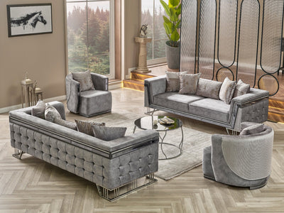 Munich Silver 89" Wide Sofa