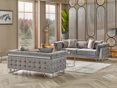 Munich Silver 89" Wide Sofa