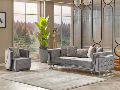 Munich Silver 89" Wide Sofa